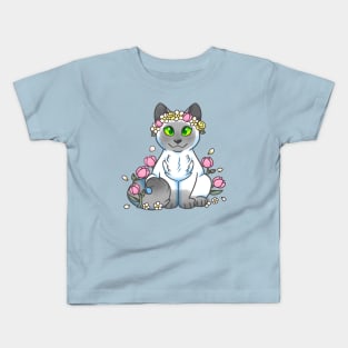 Flower Crown Kitty Kids T-Shirt
